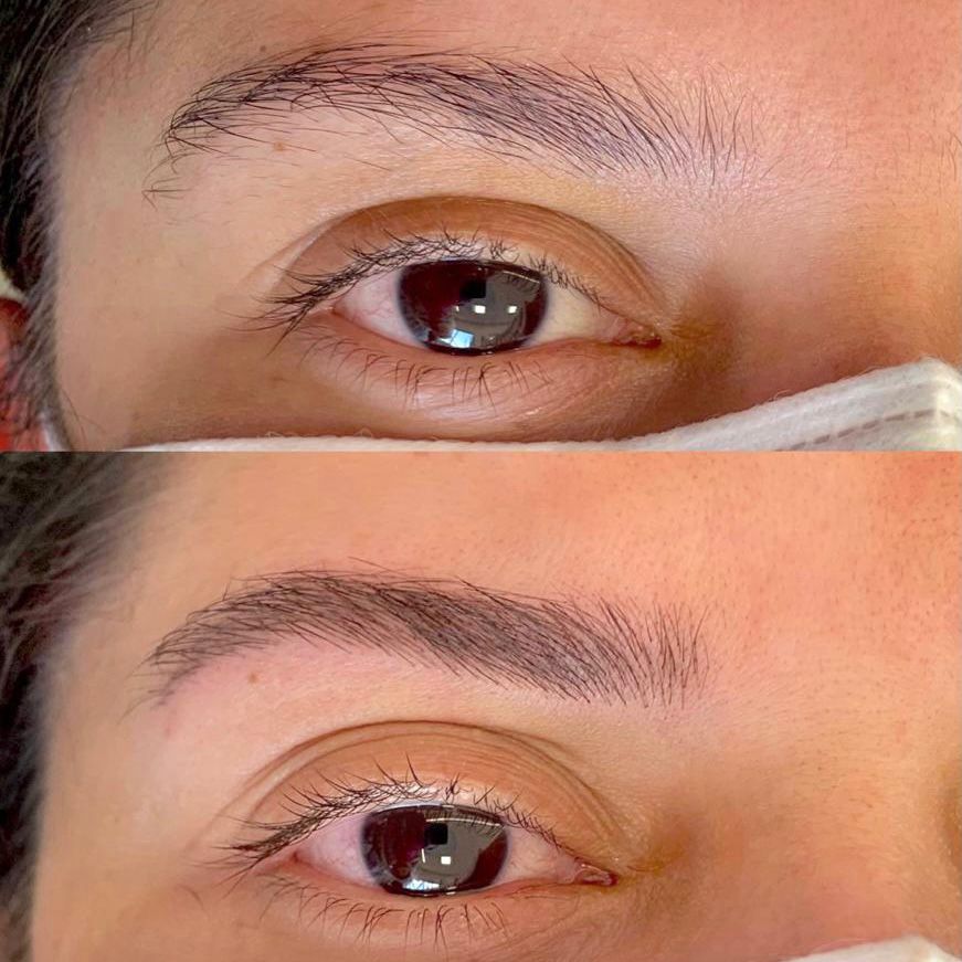 Antes e depois — Micropigmentação de sobrancelhas na Clínica Sensitivity, Osasco