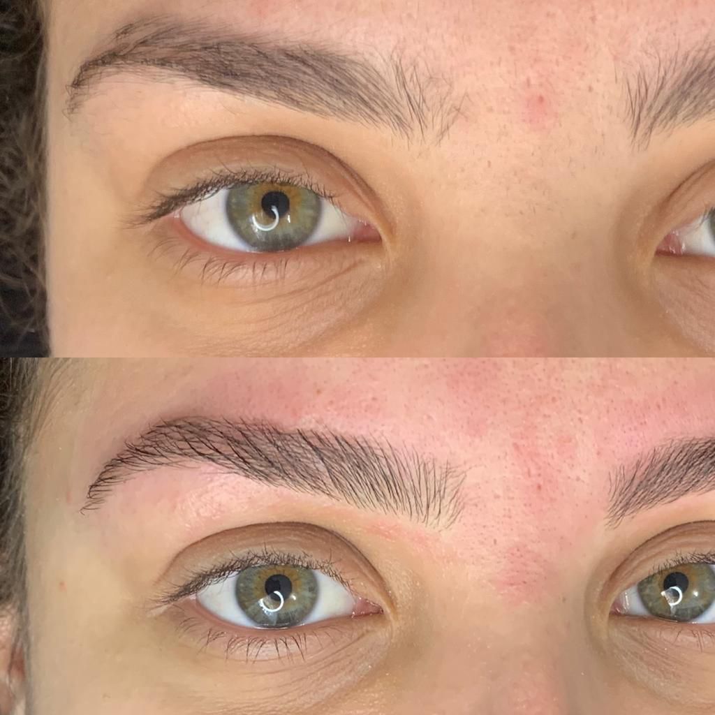 Antes e depois — Micropigmentação de sobrancelhas na Clínica Sensitivity, Osasco