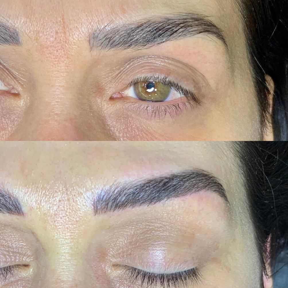 Antes e depois — Micropigmentação de sobrancelhas na Clínica Sensitivity, Osasco